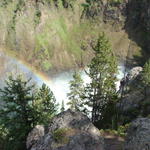The falls had a rainbow.