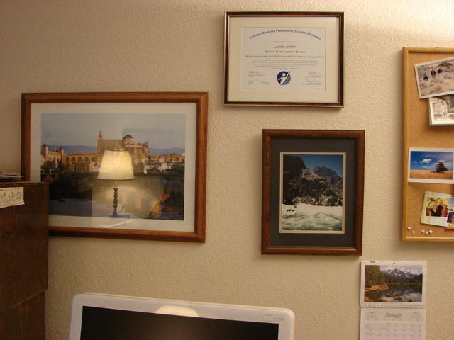 Crystal Falls, Córdoba (a gift from a student) and my certificate (framed by Kathy Pffaffinger)