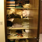 Linen closet.  lots of sheets, blankets, towels and 2 nice table cloths-One from Mexico and one from Uncle Louis.