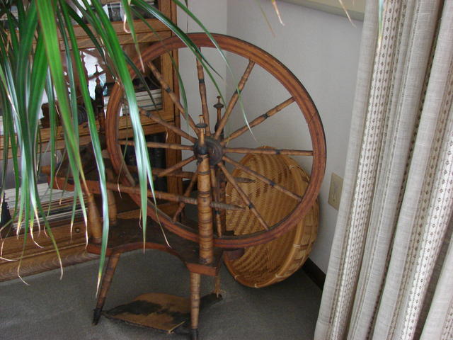 LW's spinning wheel, my basket, but I'm not sure where it's from.