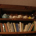Brown teapot and cups were gift from women in Berville, MI, when we moved.  Other teapot was bought in San Francisco.