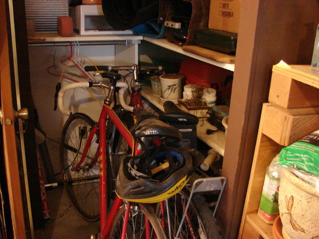 LW's road bike, my mountain bike and LW's child's bike