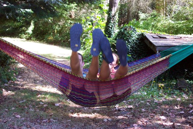 Two people can really swing in a hammock!