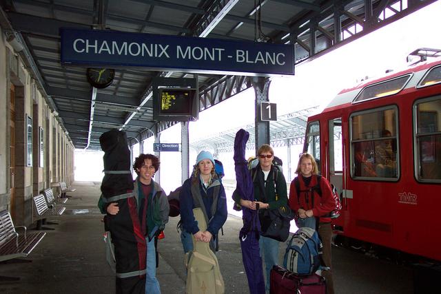 Well, here we are in Chamonix!  With all this gear, the train trip was not easy.