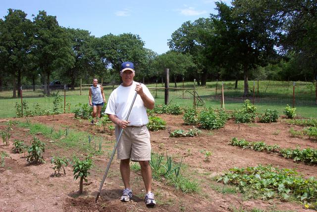 And here's Farmer Ron, working in his vegetable garden.