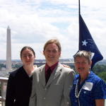 Chris, Carrie and me in the State Department with the Washington Monument in the background.