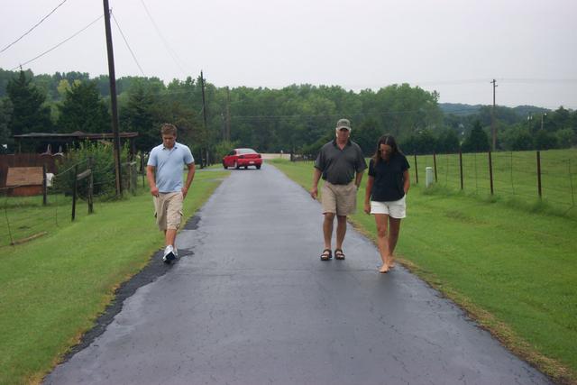 Scott, Ron and Donna walking home from the neighbors'.