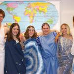The seniors dress up in togas on Spirit Day.