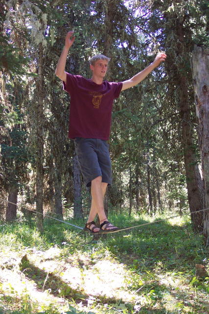 In camp, we all played on Curtie's slack line.