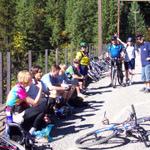 The whole group takes a break on the trestle.  It was a beautiful, sunny day.