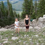 Behind Easton and Conli is our kitchen and the top of Crater Ice Cave.