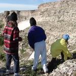 This movie shows us throwing rocks at the snow.