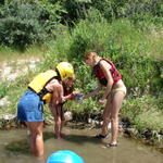 The girls had fun looking for, and trying to catch, little minnows at White Bird.