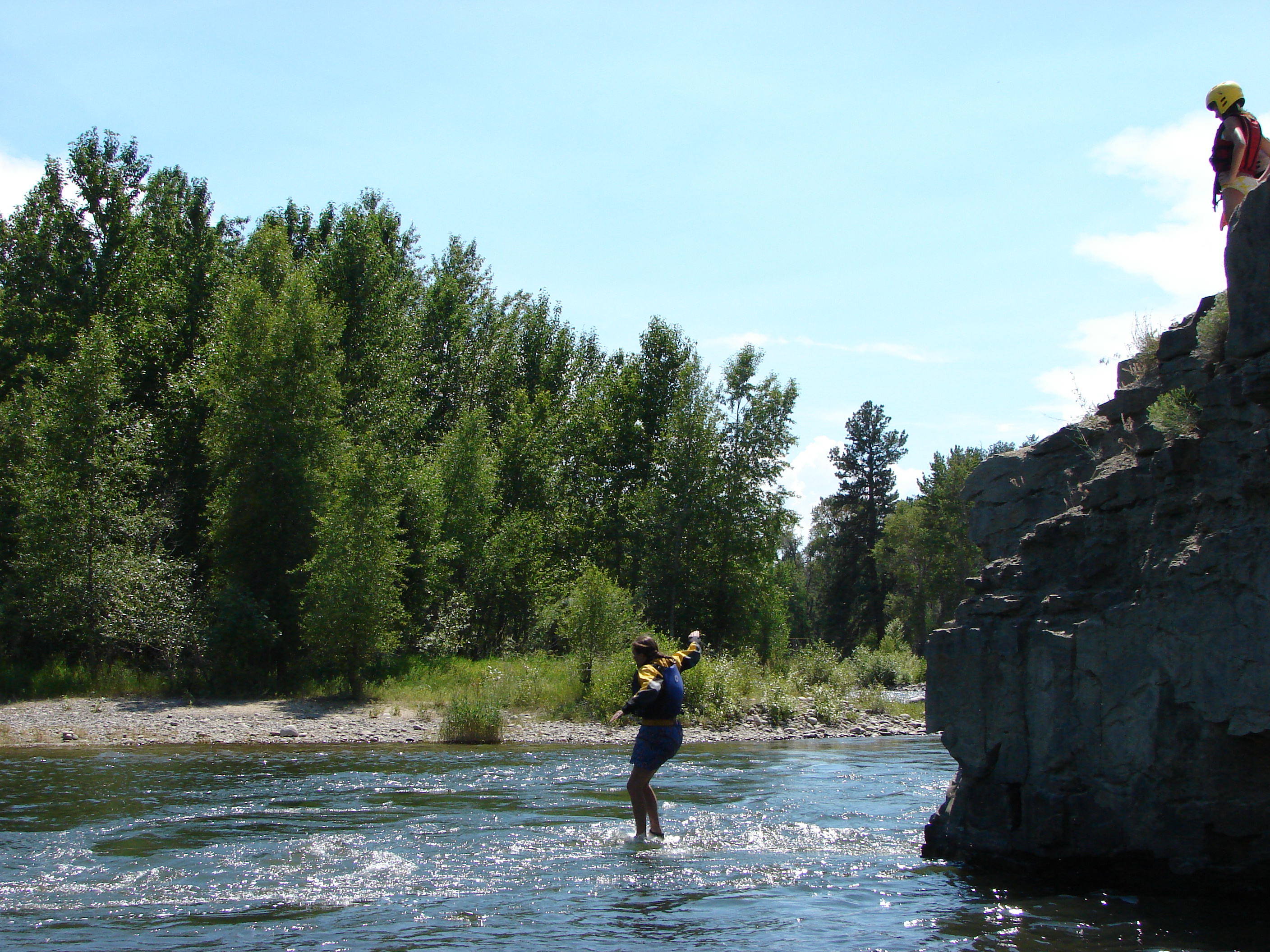 Judy got a great picture of Lindsay jumping off the cliff.