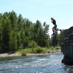 Easton loved jumping off the cliff!