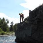 Easton and Judy jump off the cliff.