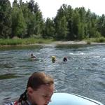 Judy swims with Conli around the eddy.