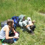 We had to cross a creek, then stop and put our boots back on.