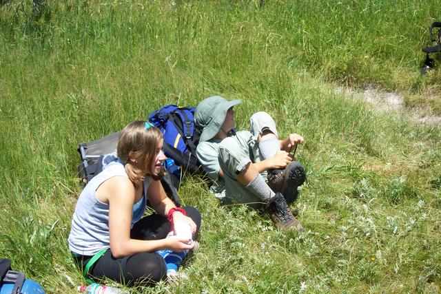 We had to cross a creek, then stop and put our boots back on.