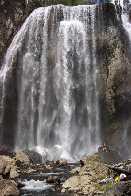 The spray from the falls was cold and the rocks were slick.