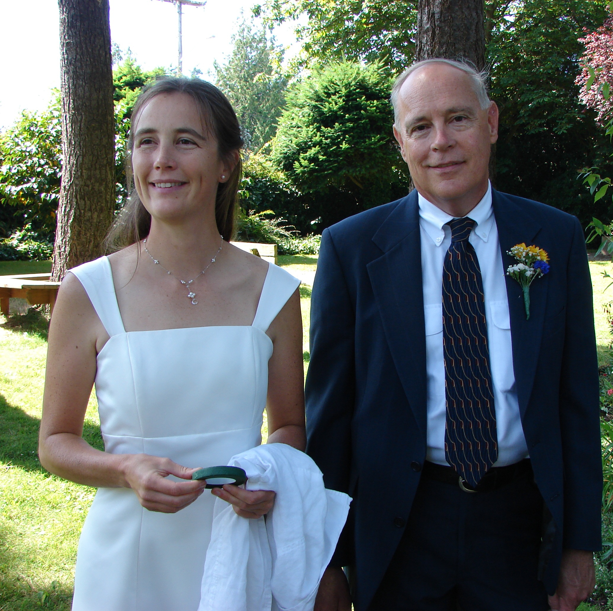 Lindsay's dad waits with her.