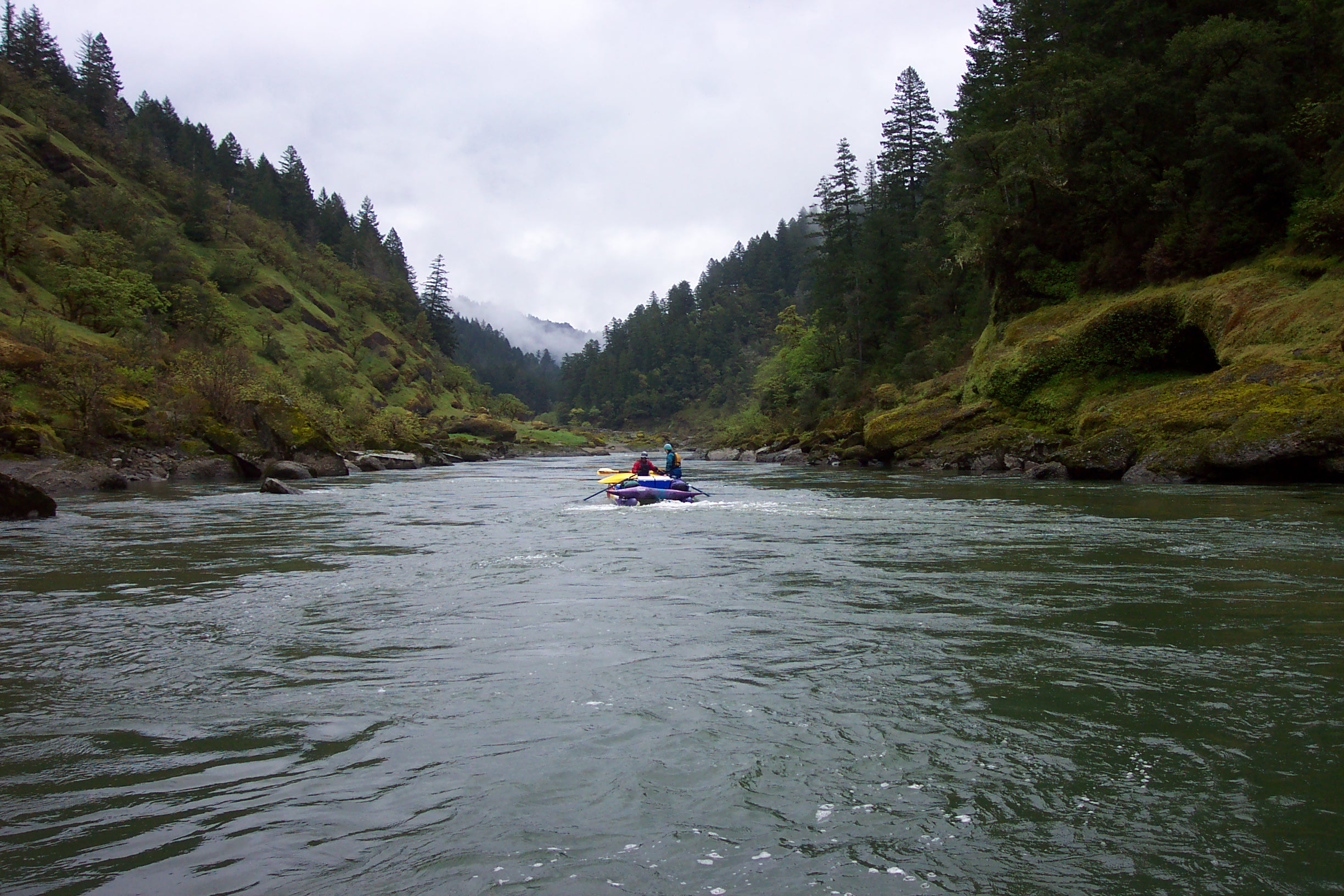 Our flotilla makes its way down the river.