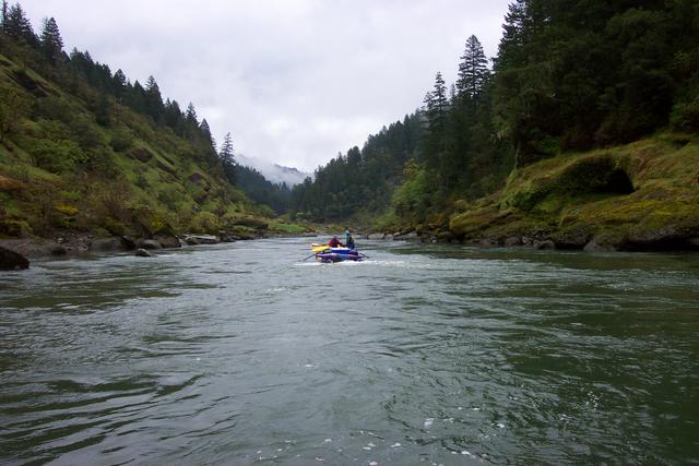 Our flotilla makes its way down the river.