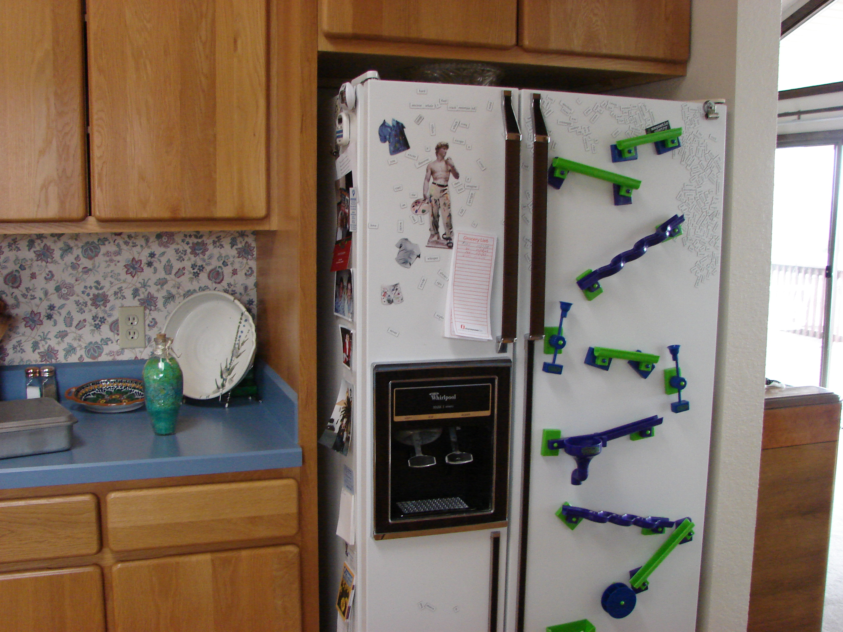 Old fridge.  Marble game from C & C.  David from LW?  Plate in background from FL teachers for retirement.