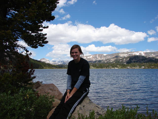 Easton waiting by Island Lake.