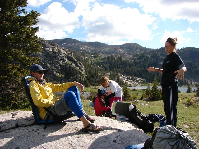 This is our kitchen. It was pretty windy by this time and Judy, Conli and Easton had altitude head aches.