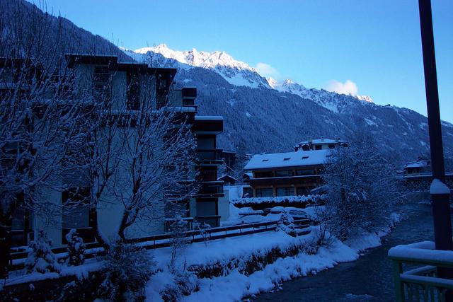 Two days later, we walk through Chamonix.  It's all beautiful.  Today will be sunny.