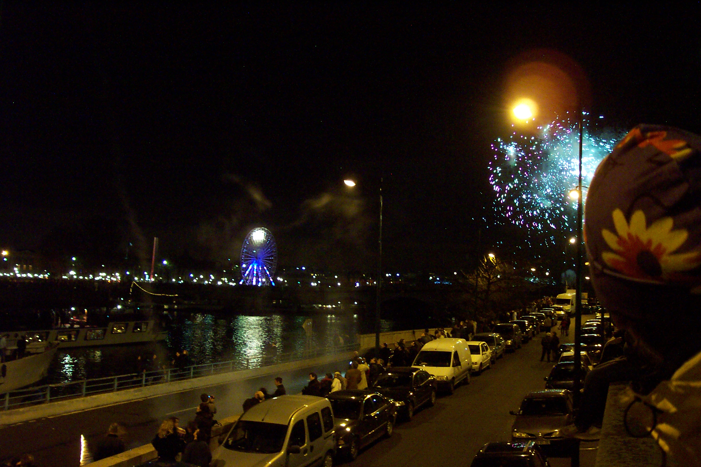 The fireworks were on the Place de Concorde and we watched from the bank of the River Seine.