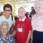 At the Potawatomi Gathering, my Aunts Jimmy and Maxine and my cousin Fern met a distant relative.