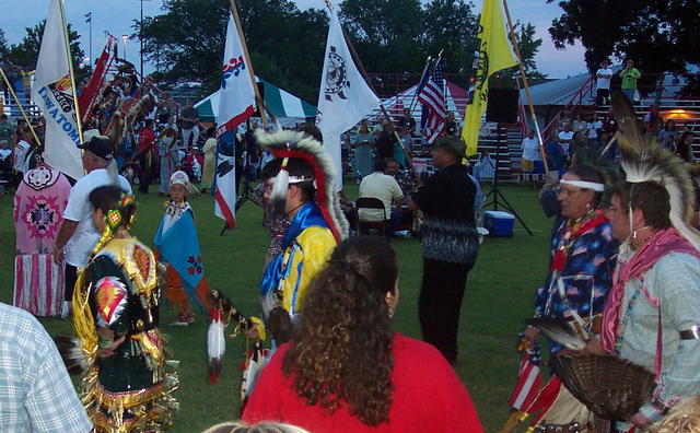 Our cousin Sherrie is in the yellow jingle dress.  She made it.