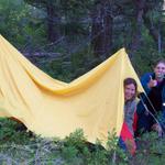 Loraine and Sara were proud of their skill in setting up their tent.