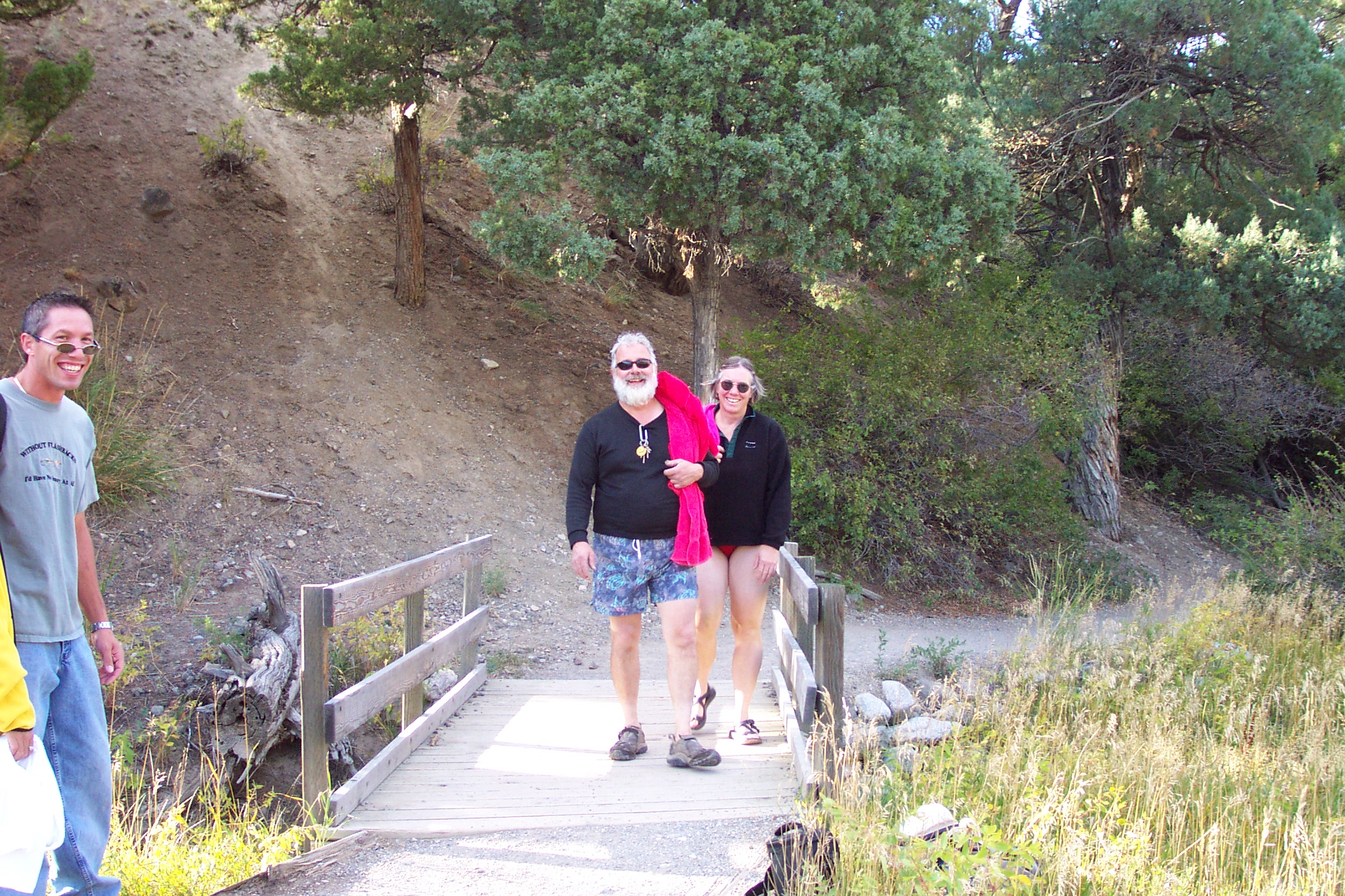 Bonnie and Mike are ready for hot potting after our first day of rafting.