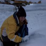 Kelsiann was trying to put snow in her water bottle.  The snow was so powdery and there were beautiful crystal formations.