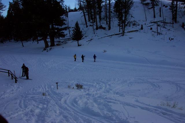 Starting!  A few of us had to ski down the little hill one more time.