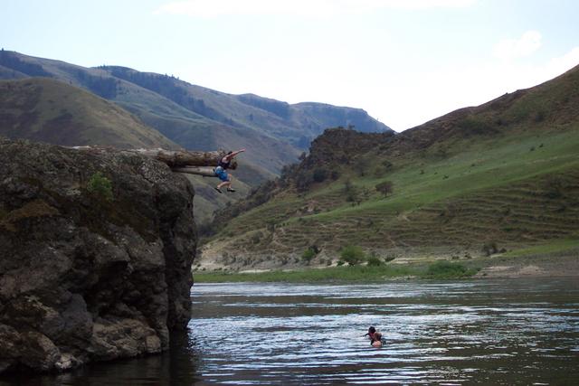 Justin is an old hand at cliff jumping.