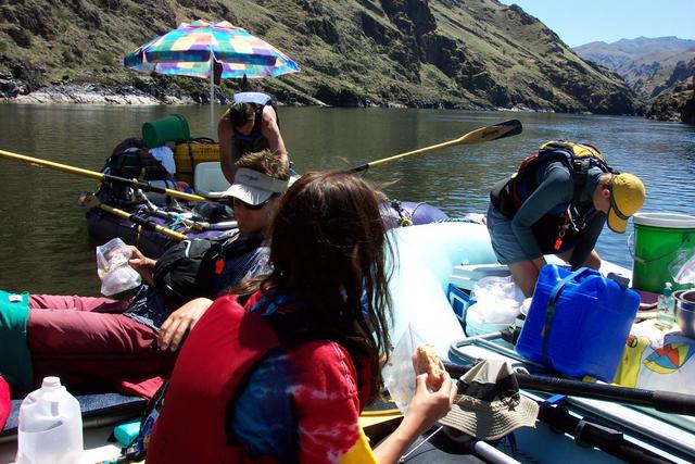 It was hard to get a picture of, but we put all the boats together to have an on-the-river picnic.