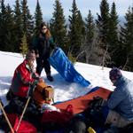 We're packing up to ski down to the lodge.