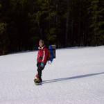 Emma scooted down Miami Beach with her backpack.